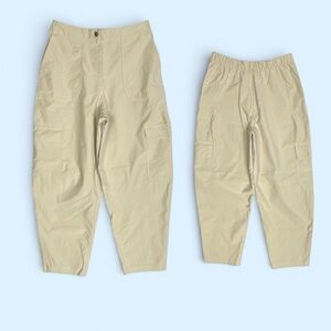 Lululemon Light Utilitech High Rise Pant Sz 31 Cargo Barrel Leg Cream Beige EUC